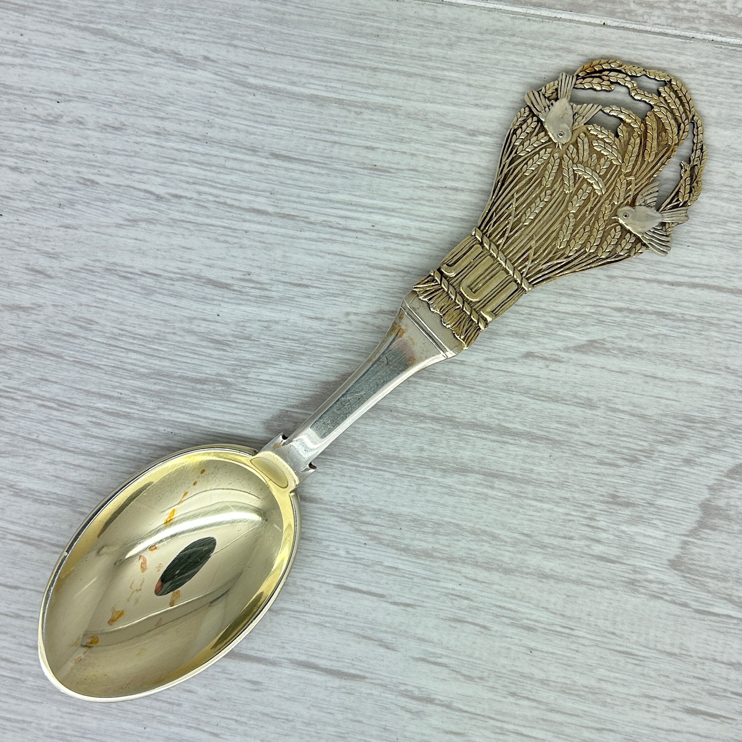 Gray Vintage 1924 Anton Michelsen Sterling Silver Christmas Spoon Denmark