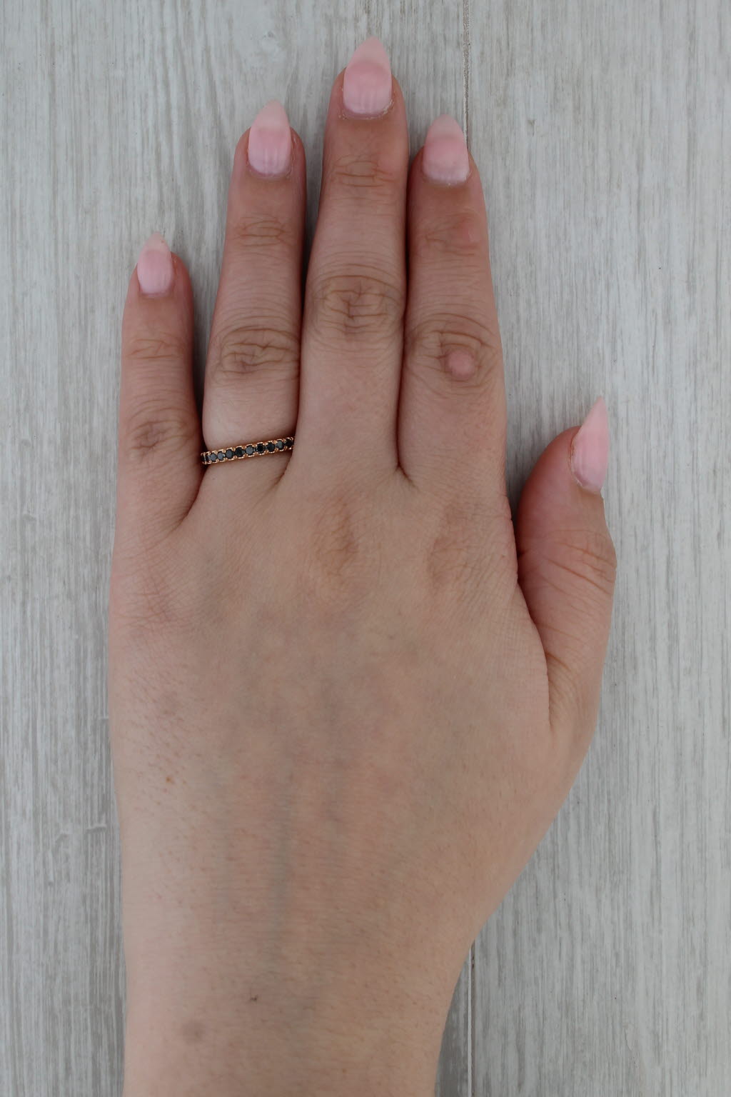 0.85ctw Black Diamond Eternity Band 18k Rose Gold Stackable Wedding Ring Sz 5.5