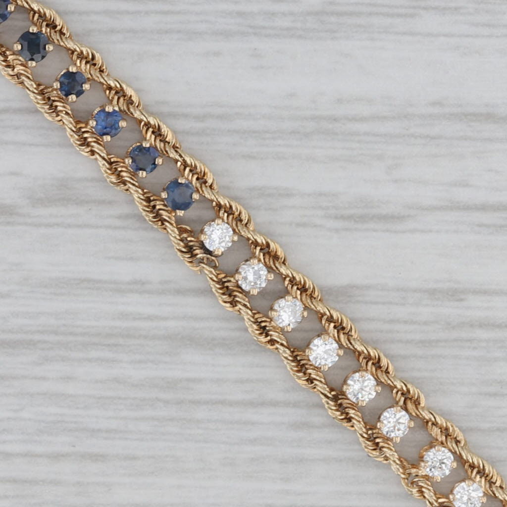 Gray 1.80ctw Blue Sapphire Cubic Zirconia Tennis Bracelet 14k Yellow Gold 6.75"