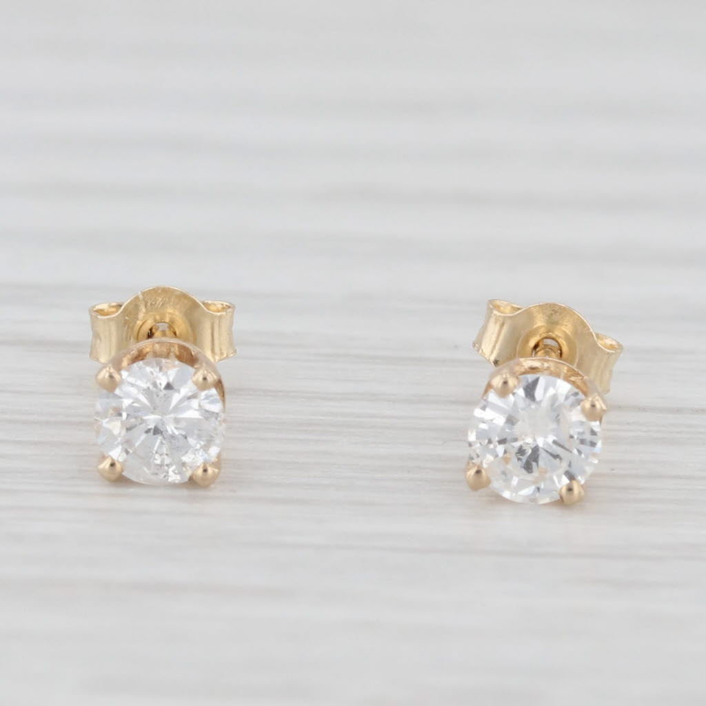 Light Gray 0.40ctw Round Solitaire Stud Earrings 14k Yellow Gold