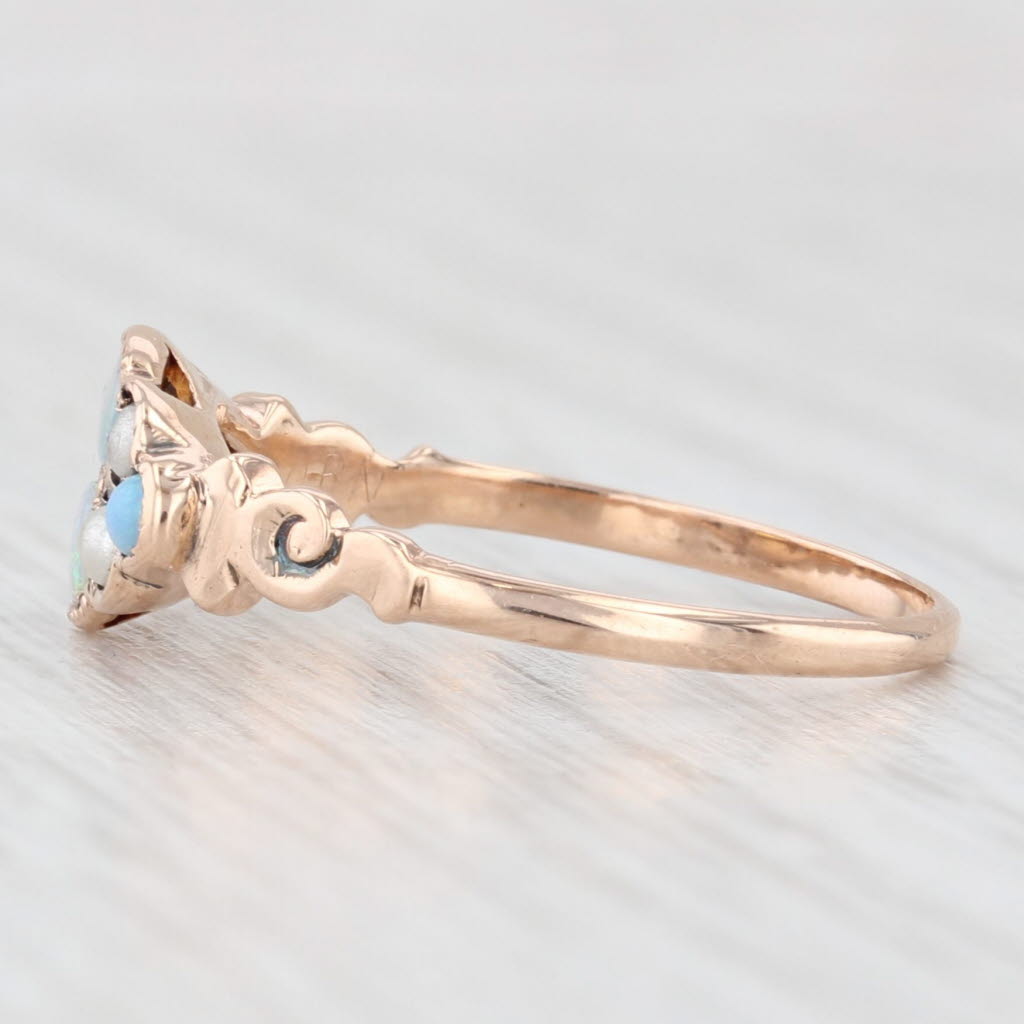 Light Gray Victorian Pearl Opal Ring 10k Yellow Gold Size 7.25 Antique Jewelry