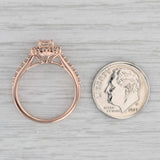 0.71ctw Morganite Diamond Halo Engagement Ring 14k Rose Gold Size 7