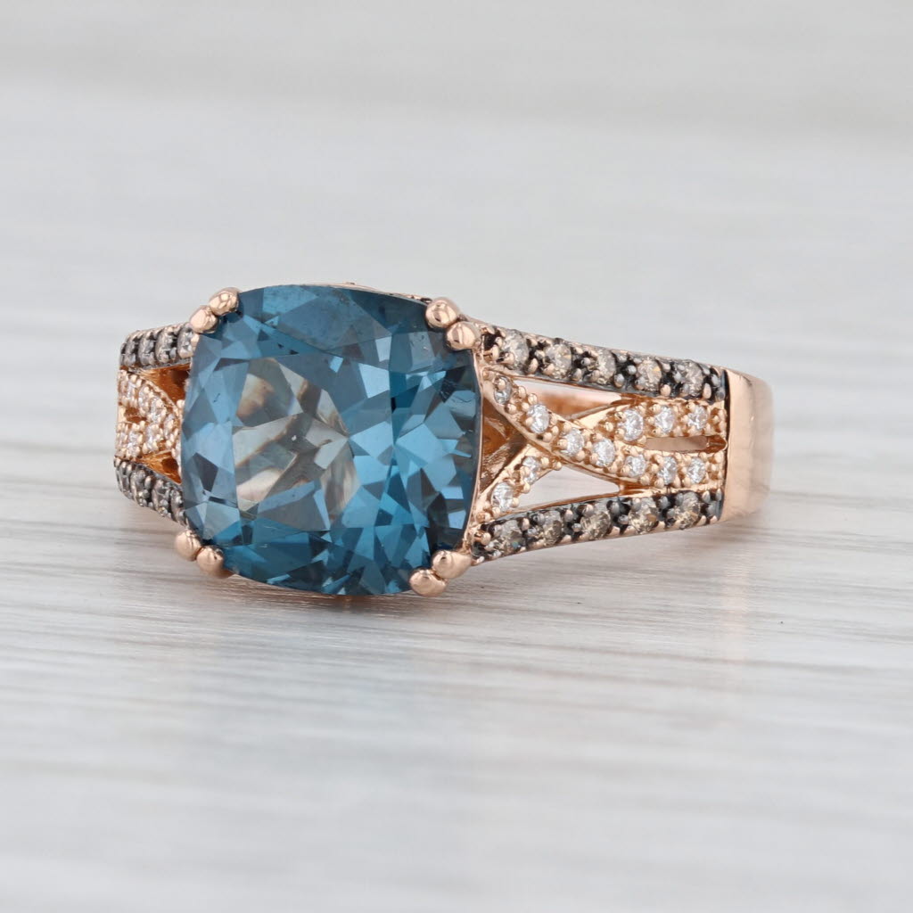 Le Vian 5.84ctw London Blue Topaz Diamond Ring 14k Rose Gold Size 8.5