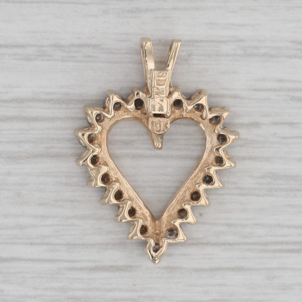 Gray 0.76ctw Diamond Framed Open Heart Pendant 10k Yellow Gold