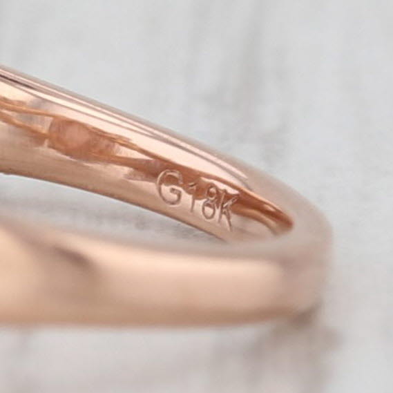 Navette Lab Created Opal Moonstone Diamond Ring 18k Rose Gold Size 6.5