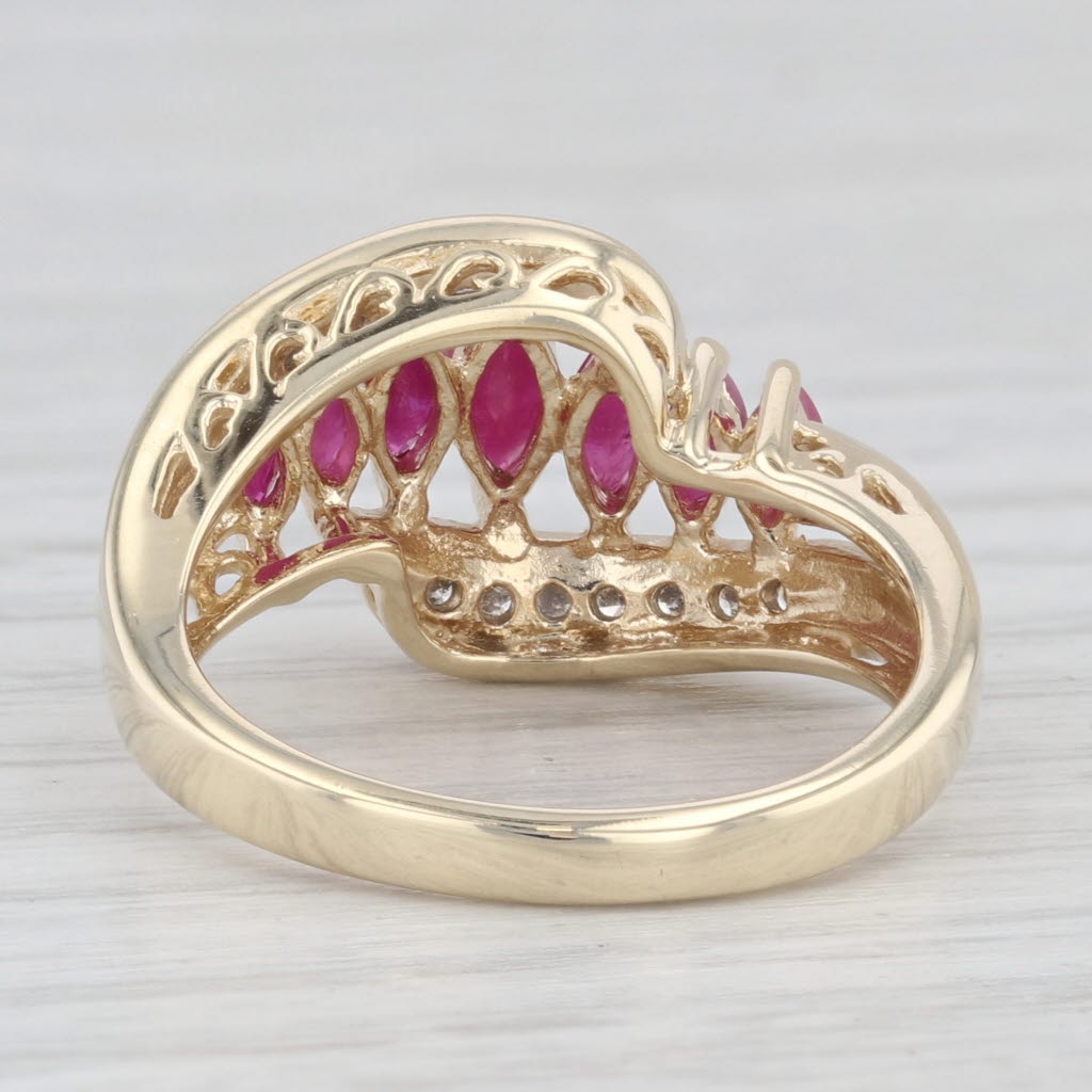 Light Gray 1.14ctw Marquise Ruby Diamond 10k Yellow Gold Ring Size 7