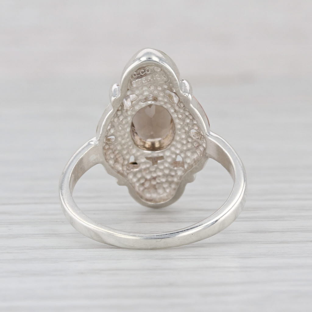 Smoky Quartz Leaf Ring Sterling Silver 12k Gold Coleman Co Black Hills Gold