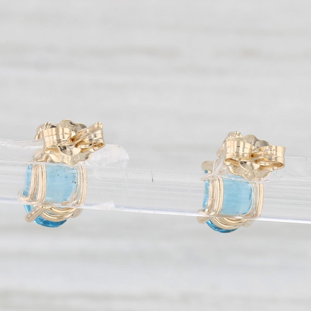 Light Gray 1.74ctw Blue Topaz Diamond Stud Earrings 14k Yellow Gold