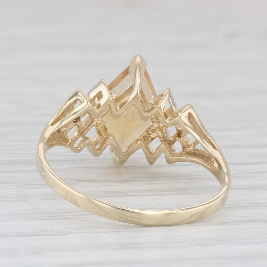 Light Gray 1.75ct Orange Citrine Diamond Ring 10k Yellow Gold Size 10