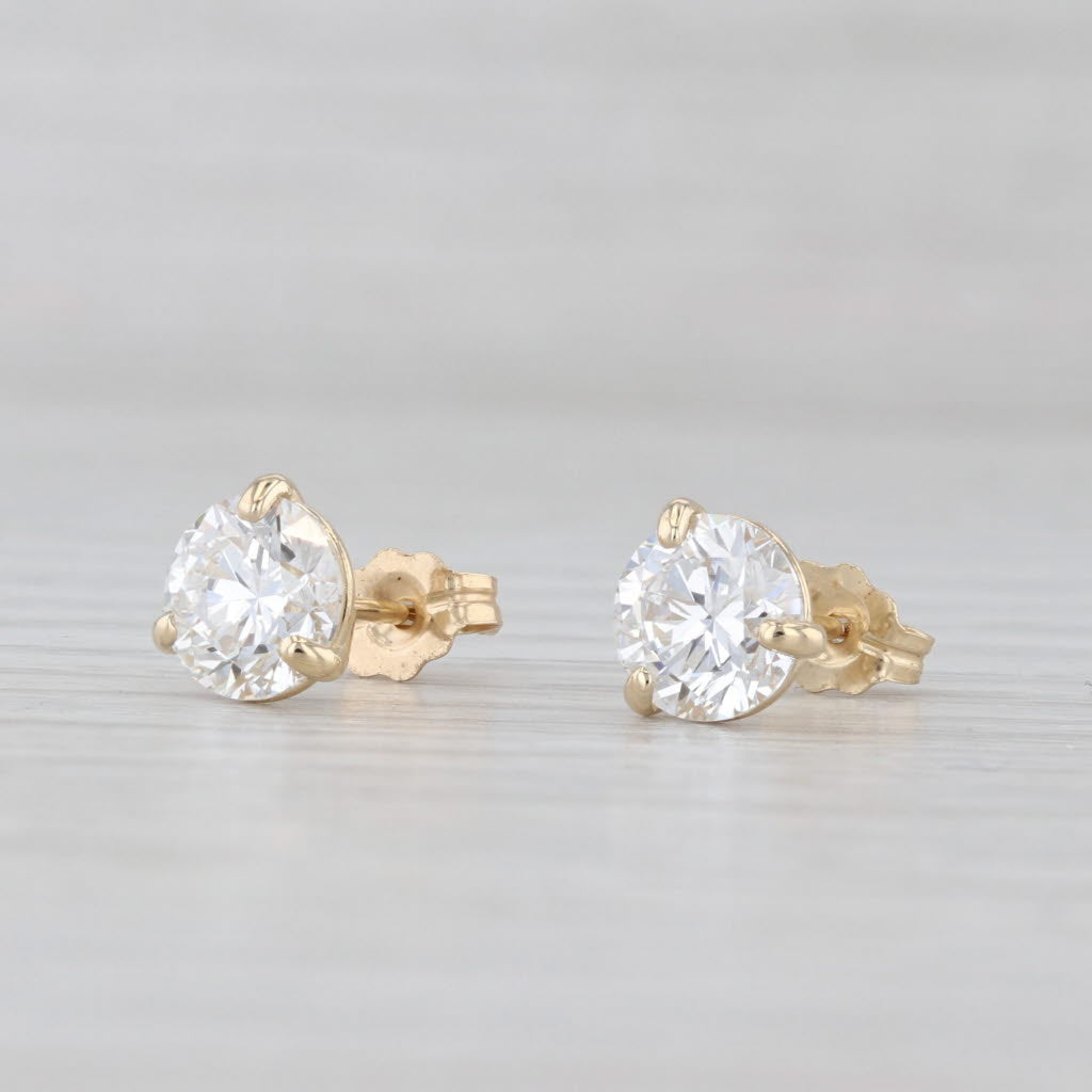 Light Gray New 2.12ctw Round Lab Created Diamond Stud Earrings 14k Yellow Gold VS1 D E IGI