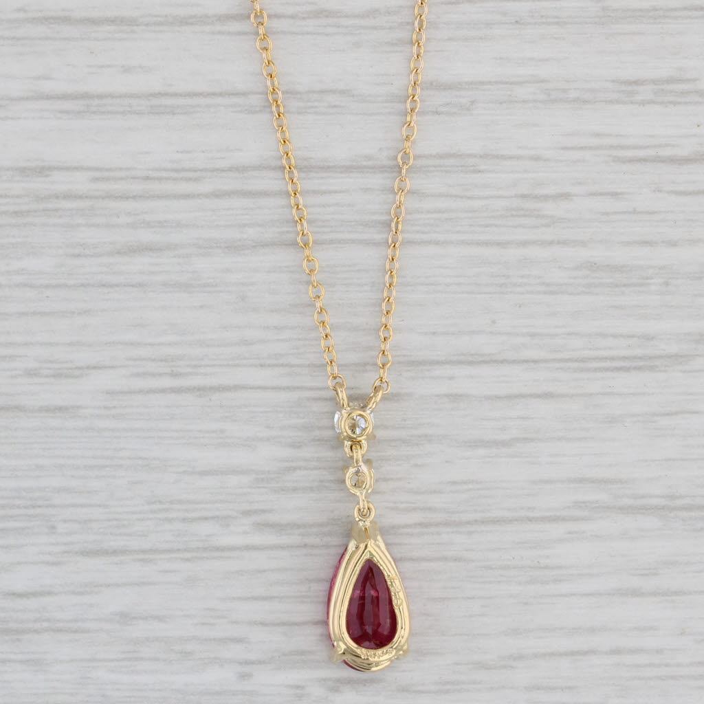 Gray 2.04ctw Rubelite Tourmaline Diamond Pendant Necklace 18k 14k Gold Cable Chain