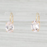 Light Gray 2.20ctw Peach Morganite Earrings 14k Yellow Gold Leverbacks Oval Solitaires