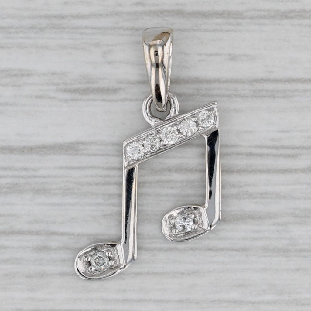 Gray 0.10ctw Diamond Music Note Pendant 14k White Gold