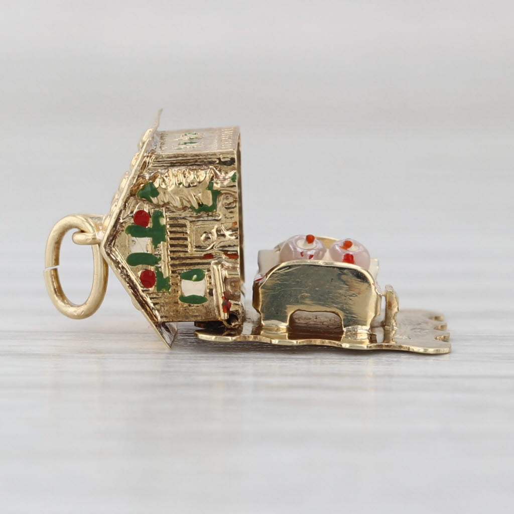 Small House Cabin Charm 14k Yellow Gold Opens Vintage European