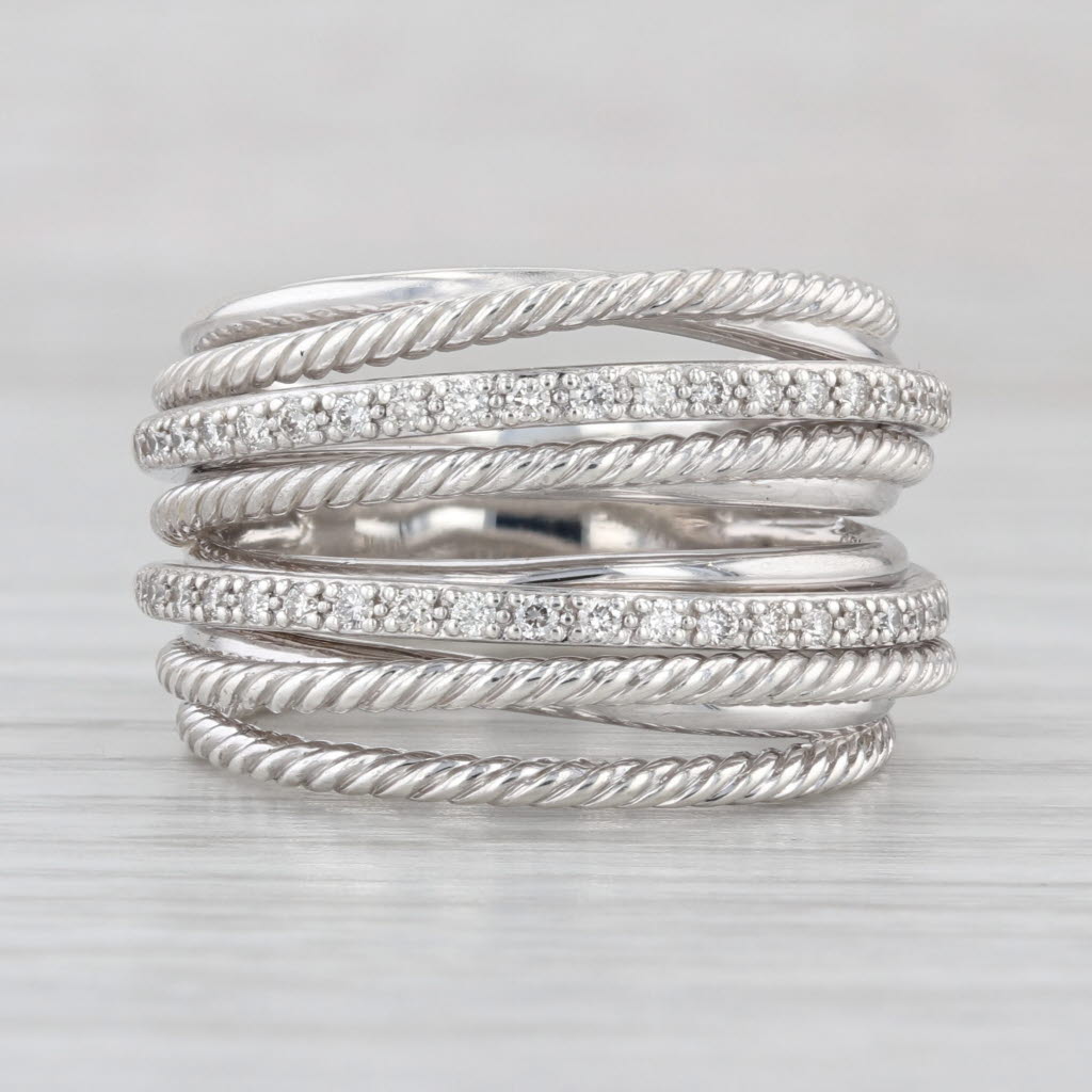 0.30ctw Diamond David Yurman Crossover Ring Sterling Silver Multi-Band Size 9.25
