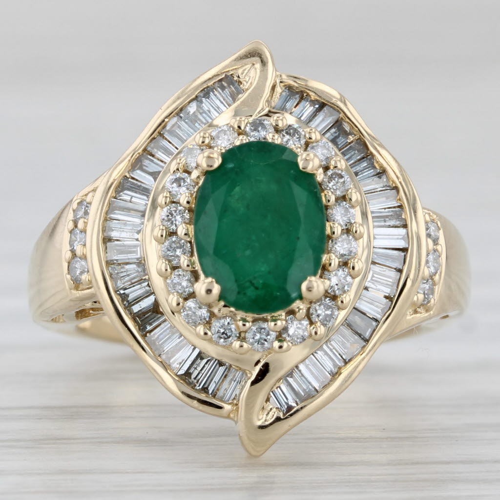 Gray Effy 1.79ctw Emerald Diamond Halo Ring 14k Yellow Gold Size 6 Cocktail