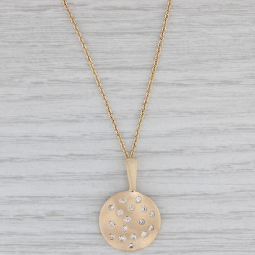 Gray 0.30ctw Diamond Dots Stationary Pendant Necklace 14k Gold 18" Cable Chain
