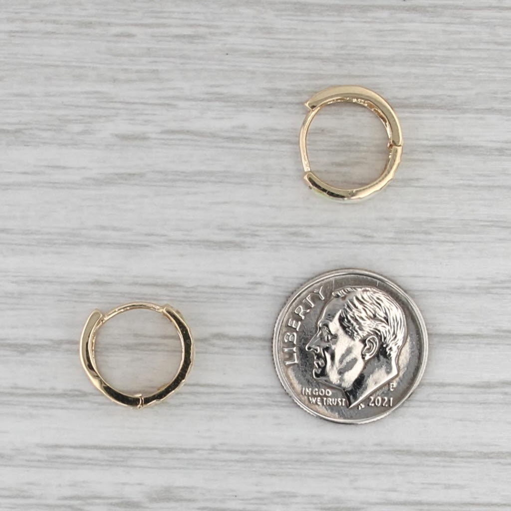 Lab Created Opal Small Hoop Huggie Earrings 14k Yellow Gold Snap Top Hoops
