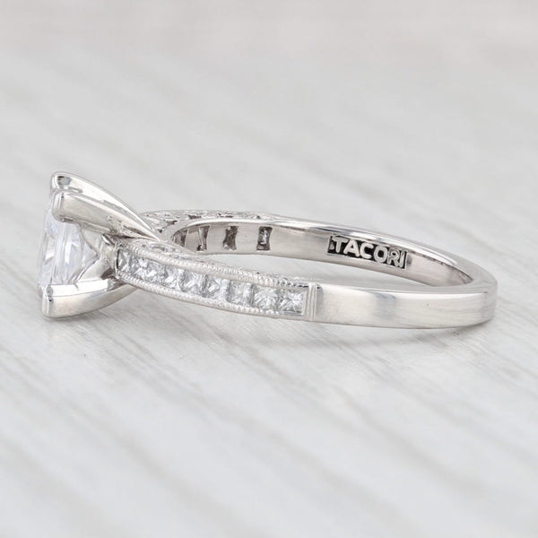 Light Gray New Tacori Princess Square Semi Mount Diamond Engagement Ring Platinum Size 6.5