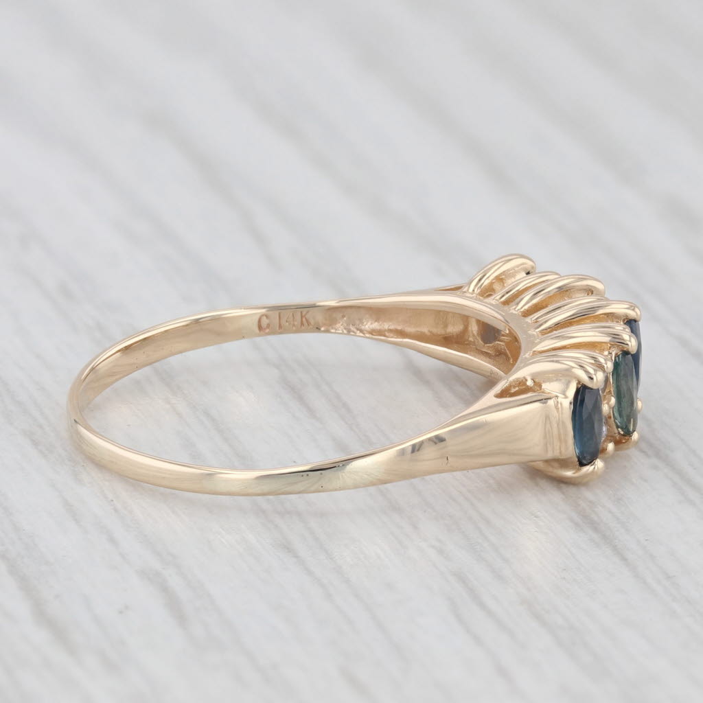 Light Gray 0.62ctw Blue Sapphire Diamond Ring 14k Yellow Gold Size 8.25 Stackable