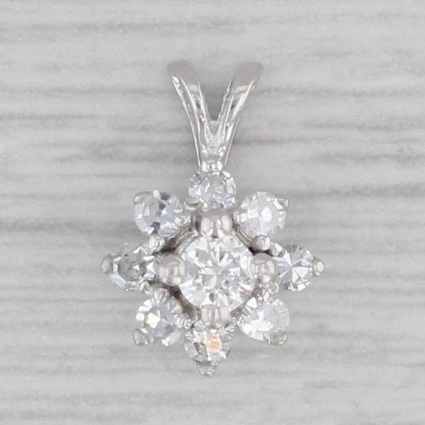 Small Vintage 0.24ctw Diamond Flower Pendant 14k White Gold