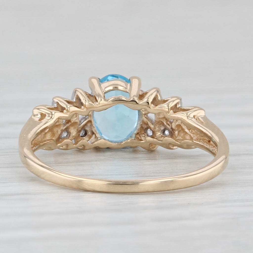 Light Gray 1.03ctw Oval Blue Topaz Diamond Ring 14k Yellow Gold Size 6.25