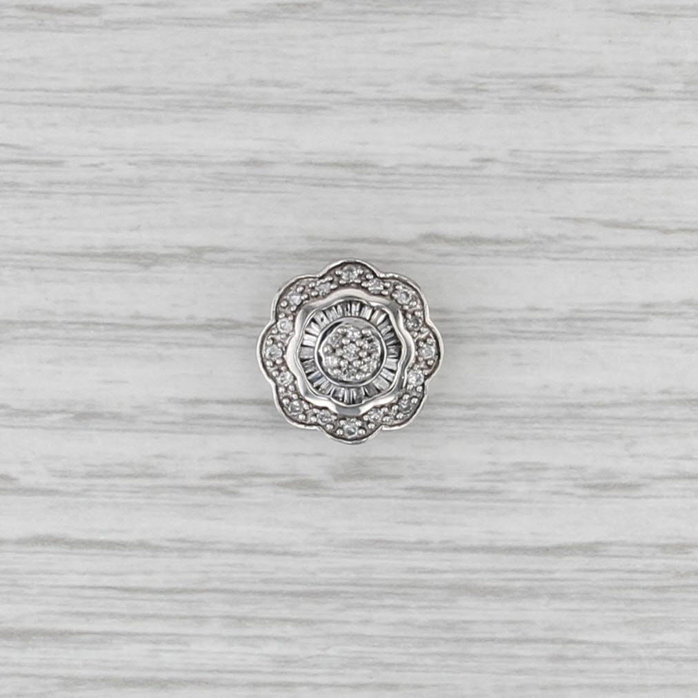 Richard Klein 0.21ctw Diamond Flower Slide Bracelet Charm 14k White Gold