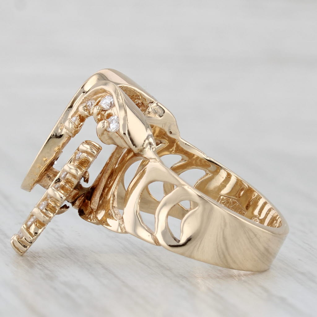 Light Gray 0.61ctw Rolling Spinning Diamond Swirl Ring 14k Yellow Gold Size 6.25