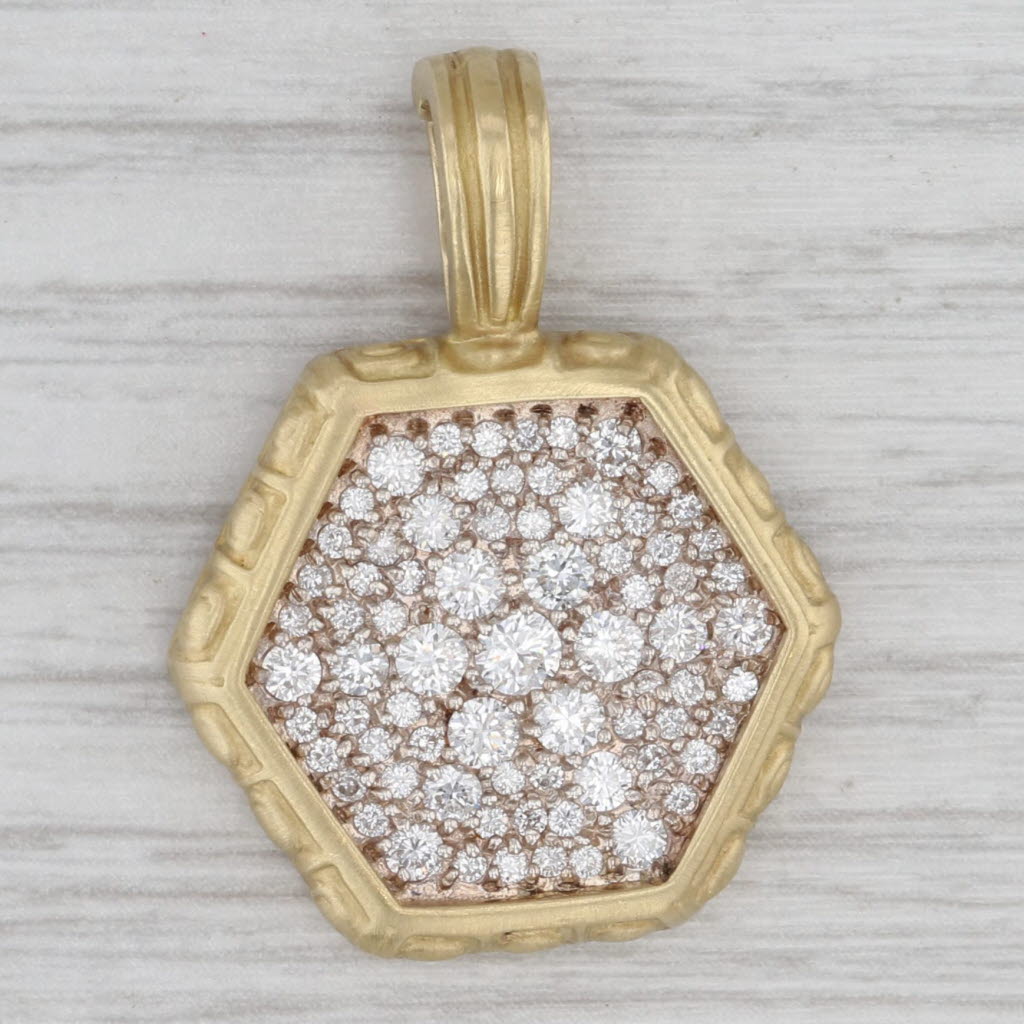 Slane & Slane 1.47ctw Diamond Cluster Enhancer Pendant 18k Gold Sterling Silver