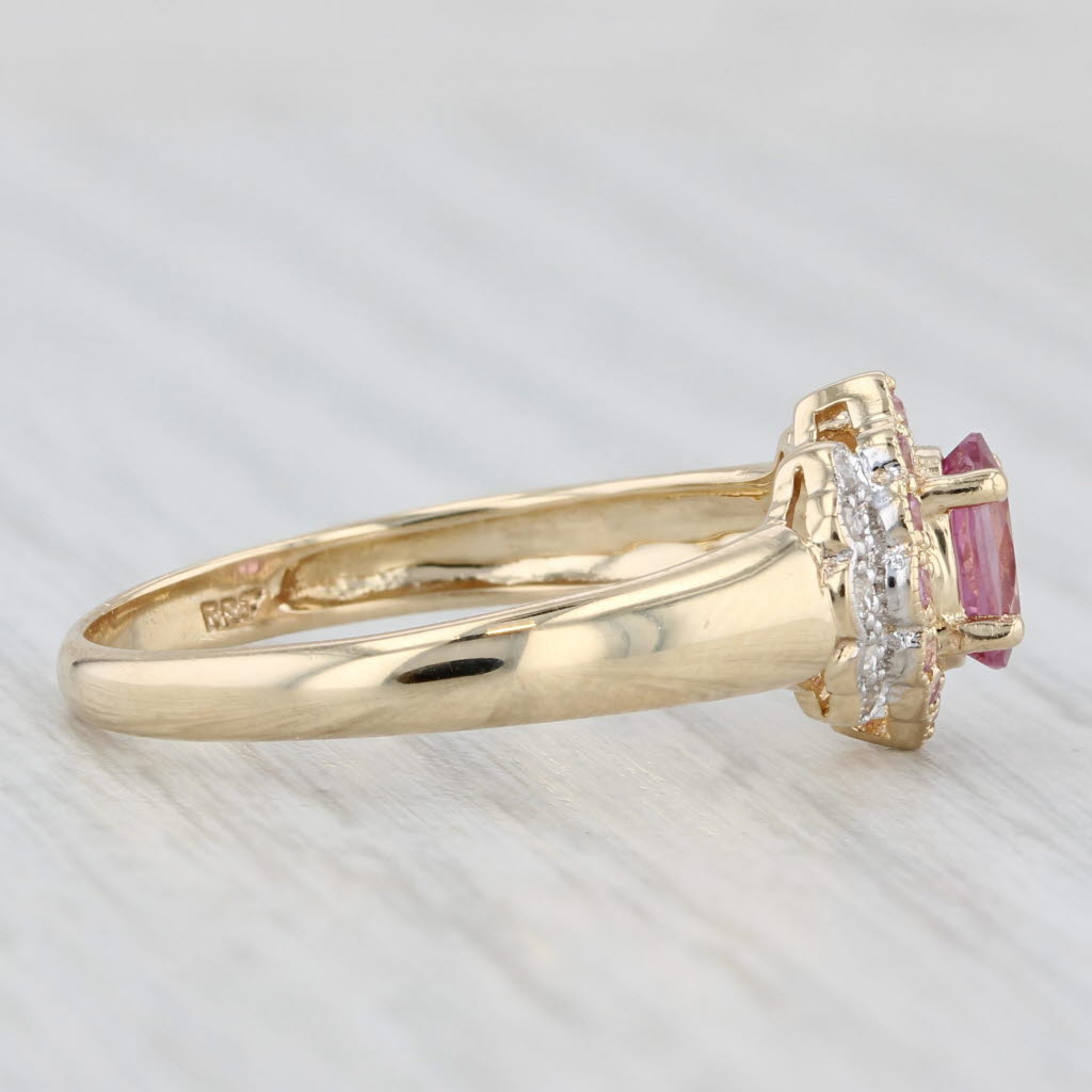 Light Gray 0.73ctw Pink Sapphire Diamond Ring 14k Yellow Gold Size 8.25