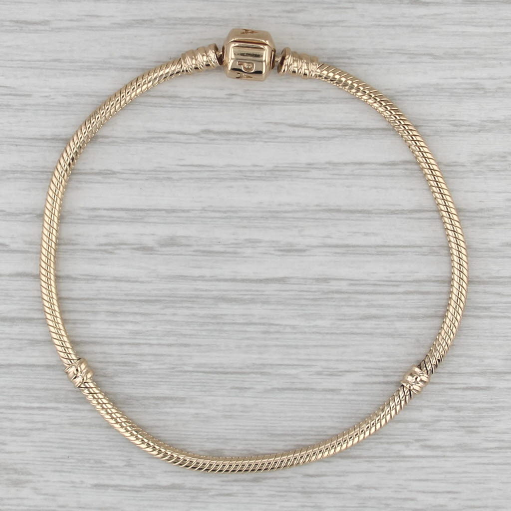 Pandora Moments Gold Clasp Charm Bracelet 550702 14k Yellow Gold 8.25" 21cm