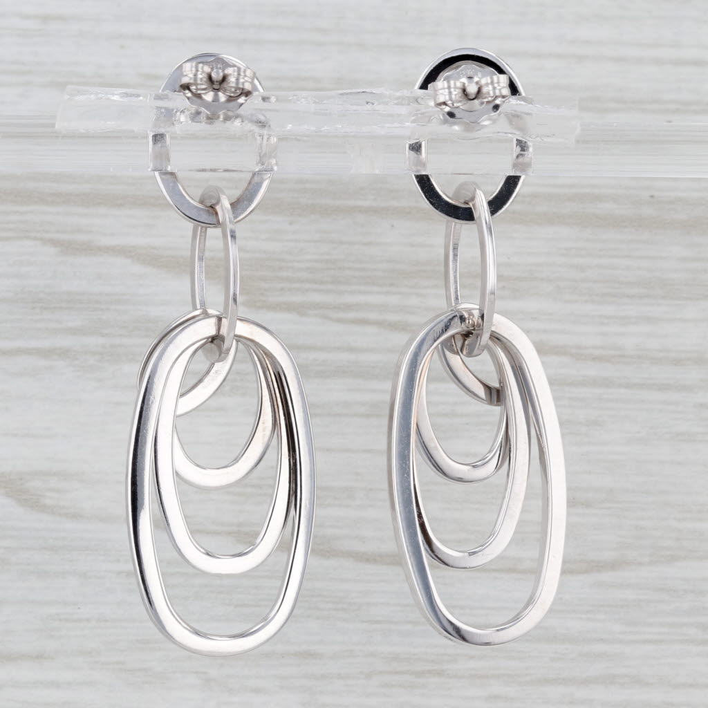 Fope 0.26ctw Diamond Layered Ovals Dangle Earrings 18k White Gold Drops