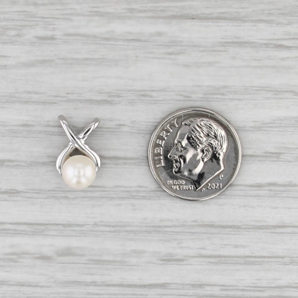 Cultured Pearl X Pendant 10k White Gold Small Drop