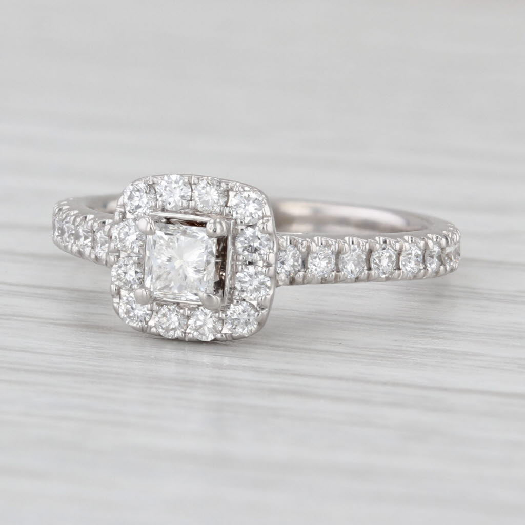 Neil Lane Princess Diamond Halo Engagement Ring 14k White Gold Size 5.25