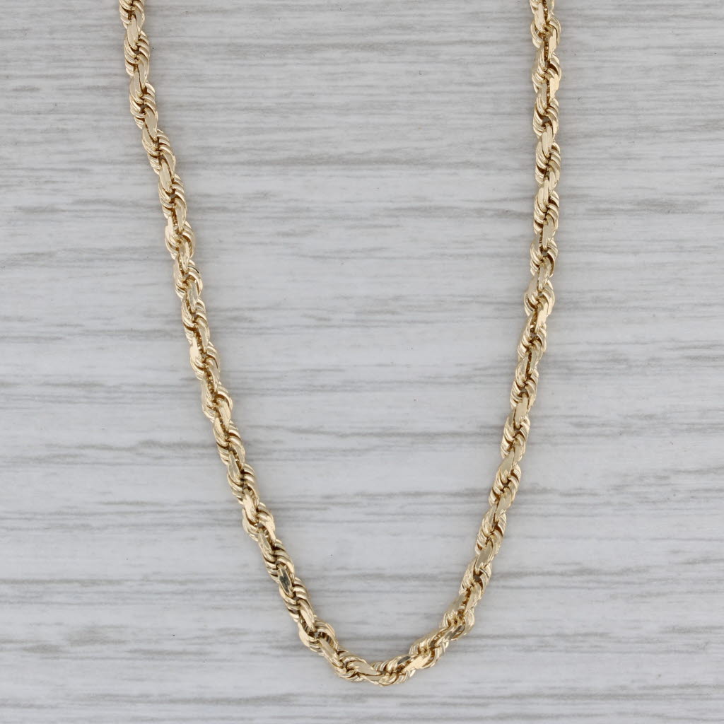 Gray New Rope Chain Necklace 10k Yellow Gold 30" 3mm