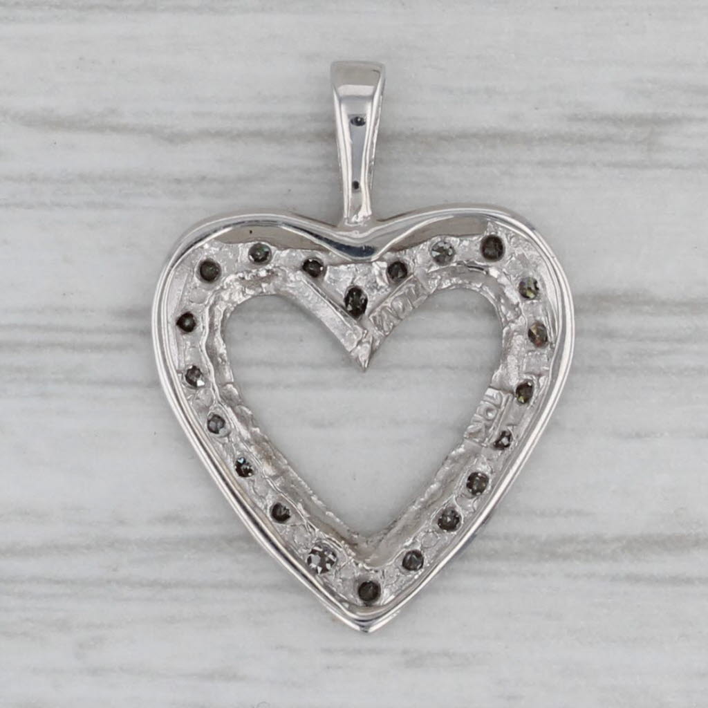 Gray 0.15ctw Diamond Open Heart Pendant 10k White Gold