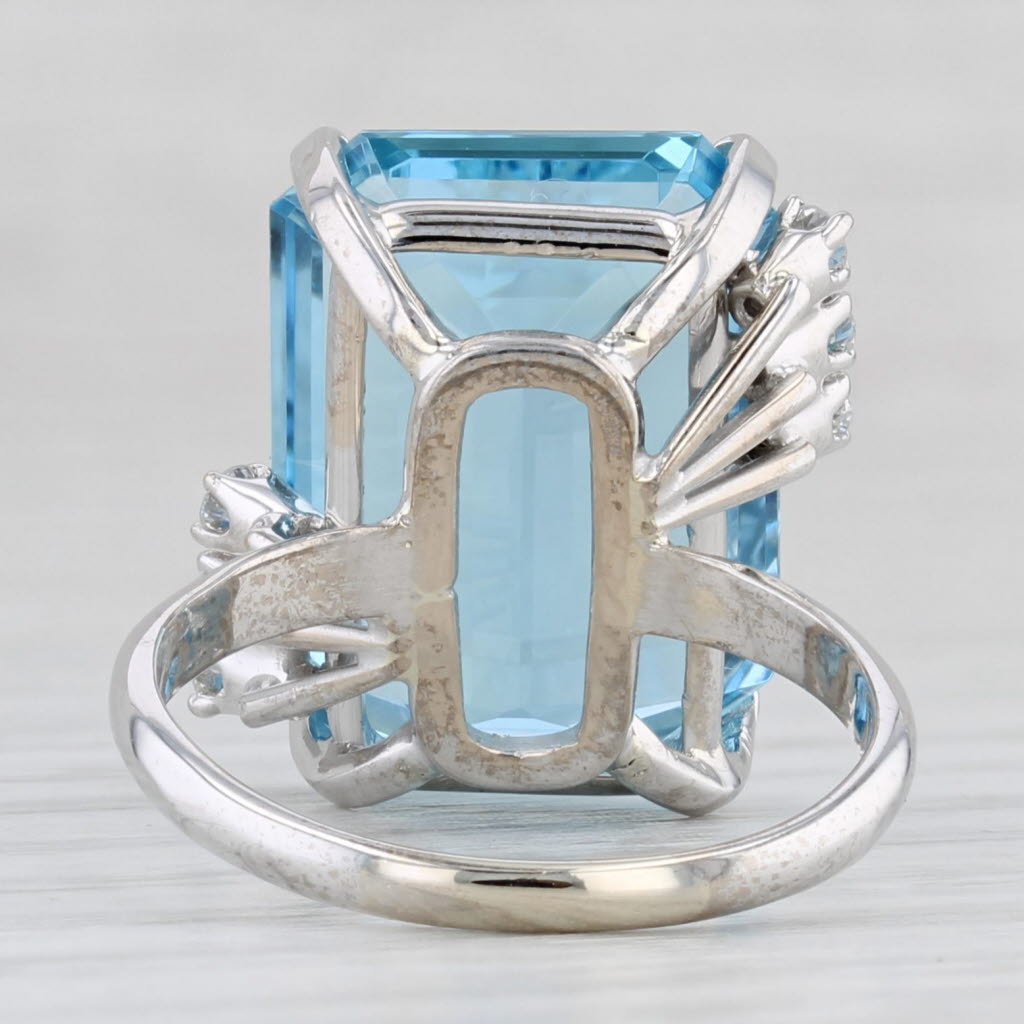 Light Gray 12.06ctw Aquamarine Diamond Ring 14k White Gold Size 6.25 Cocktail