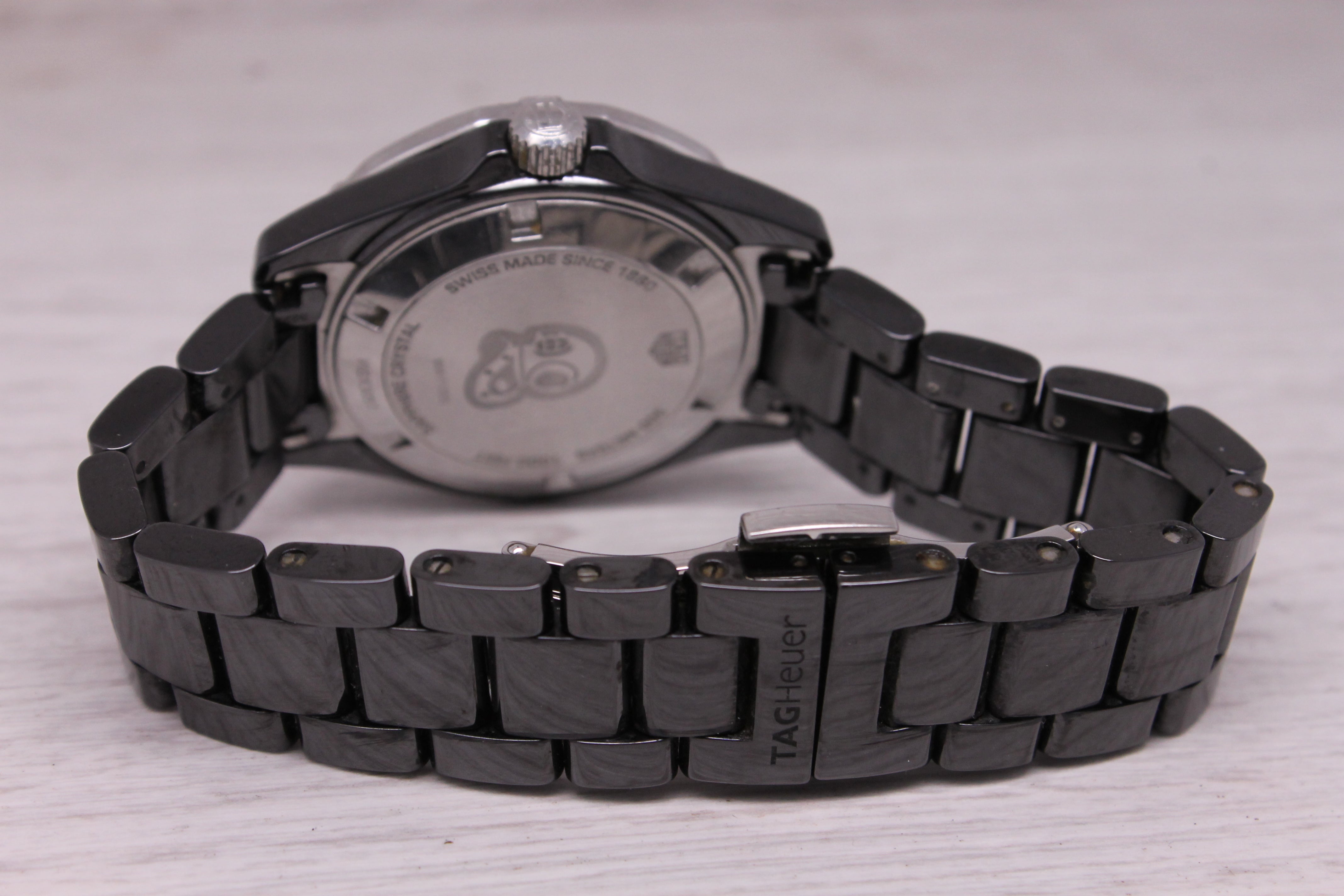 Tag Heuer Ladies Aquaracer Black Ceramic & Diamond 35mm Quartz Watch Box WAY1395