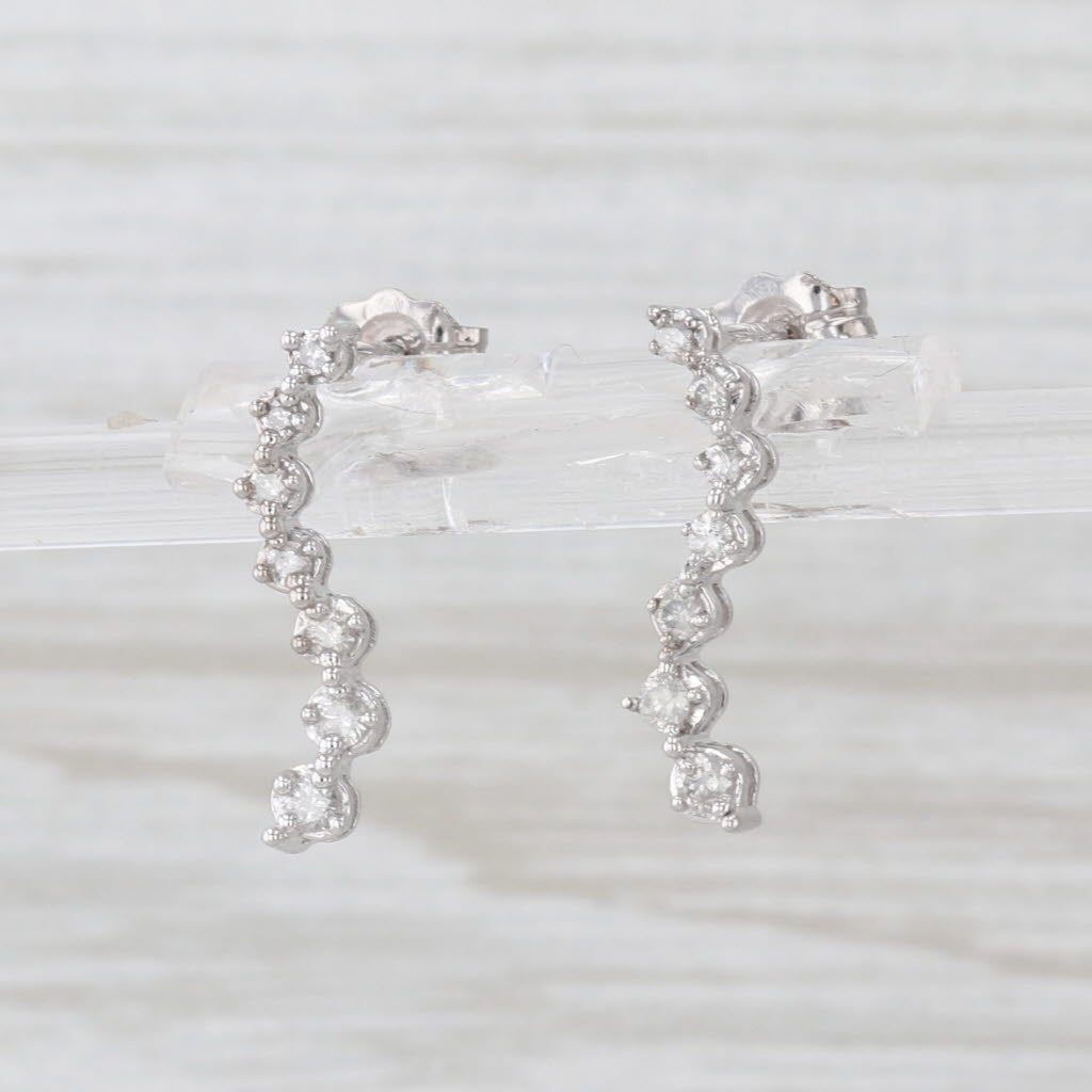 0.20ctw Graduated Diamond Journey Earrings 10k White Gold Drops