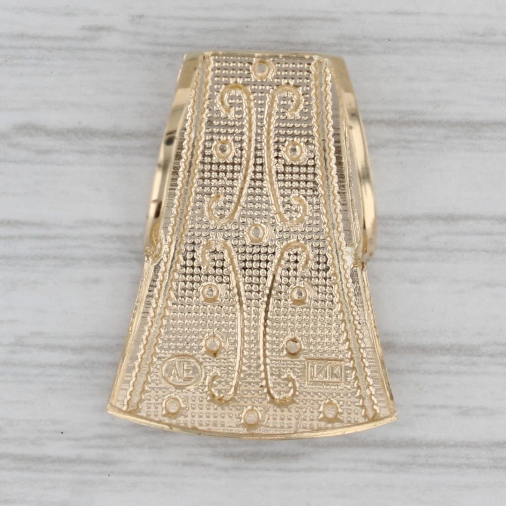 Gray Ornate Slide Pendant 14k Yellow Gold