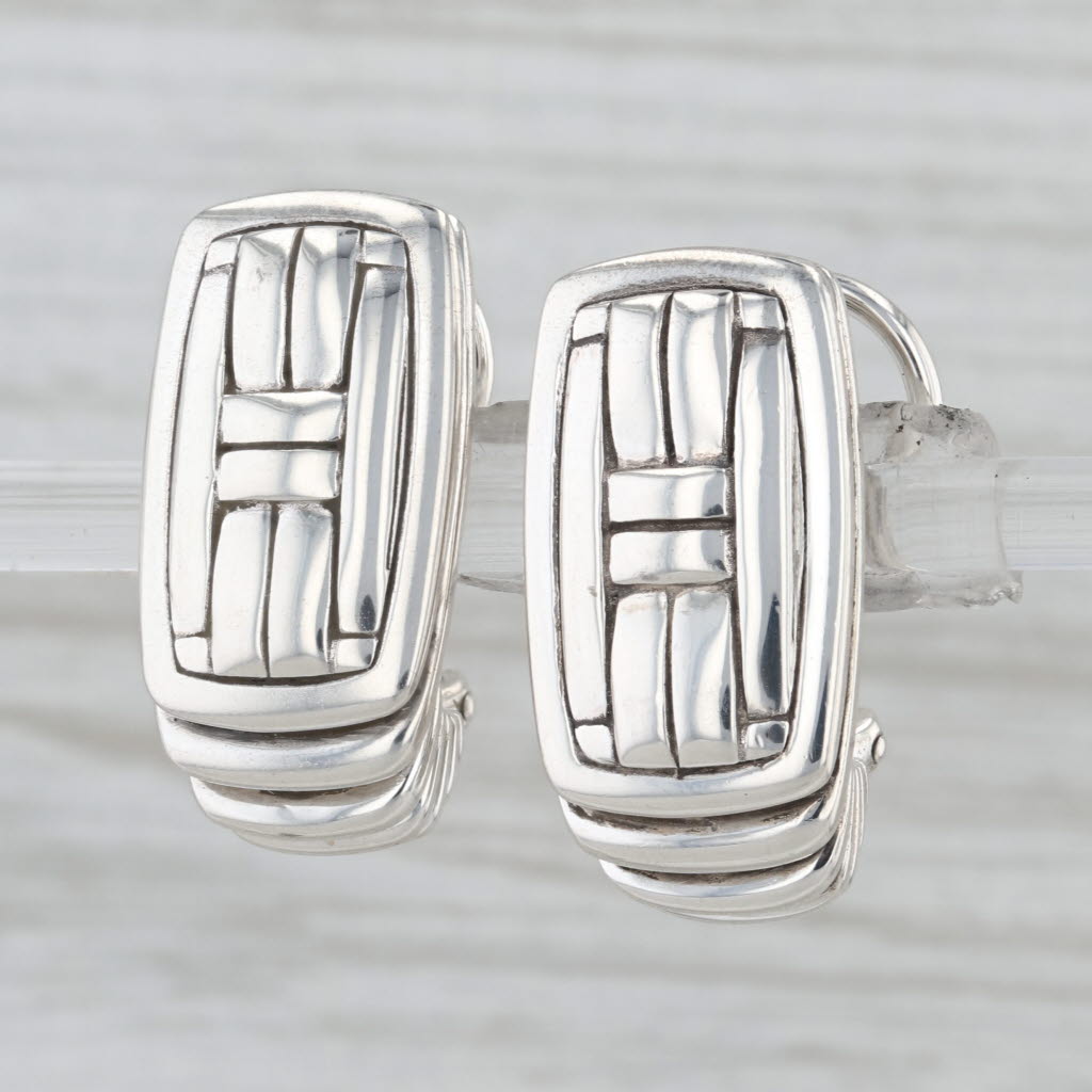 John Hardy Bedeg Earrings Sterling Silver Clip On Omega Back Drops