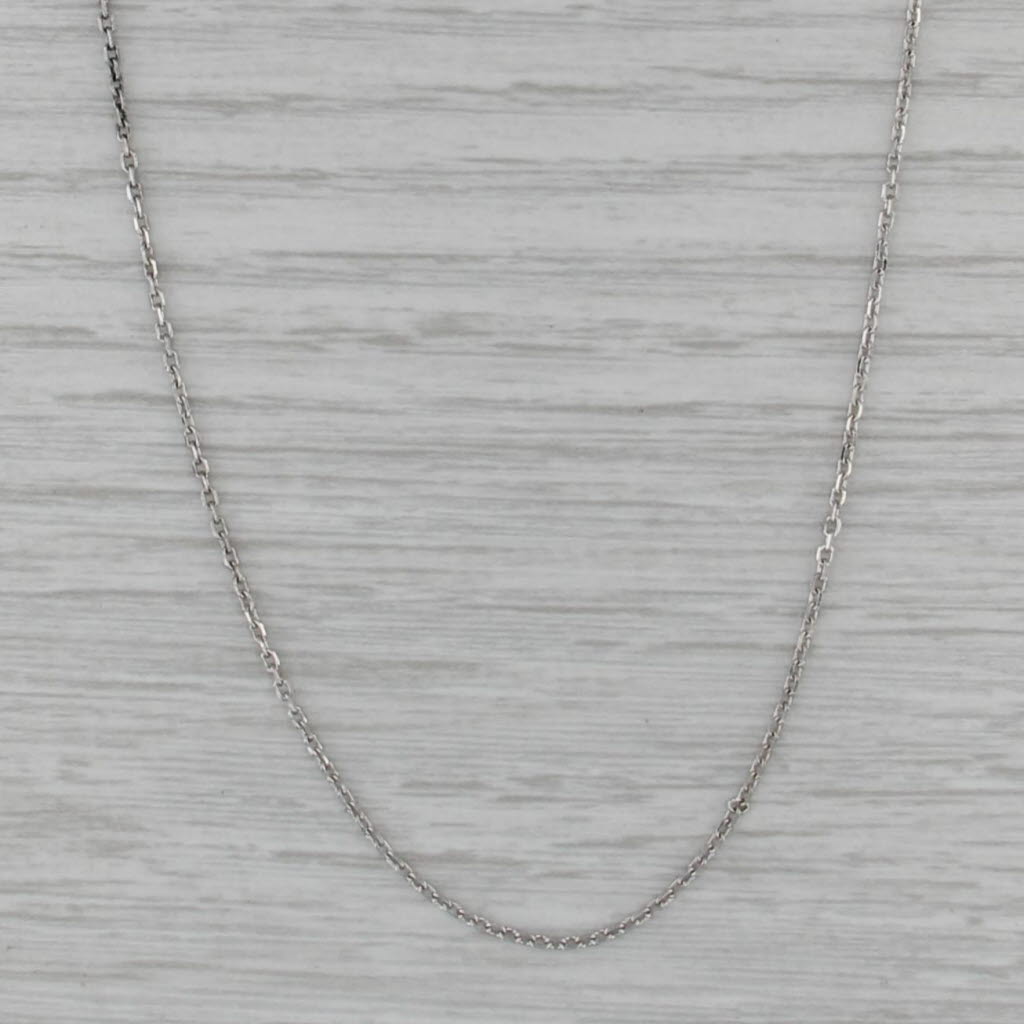 Cable Chain Necklace 14k White Gold Adjustable 16.5" 17.5" 18.5" 1mm