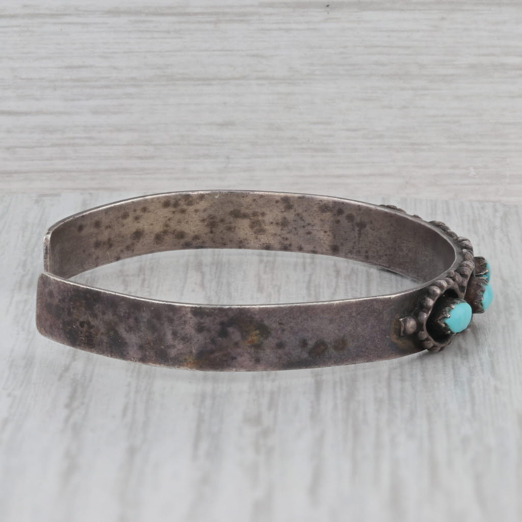 Gray Vintage Southwest Turquoise Navette Sterling Silver Cuff Bracelet