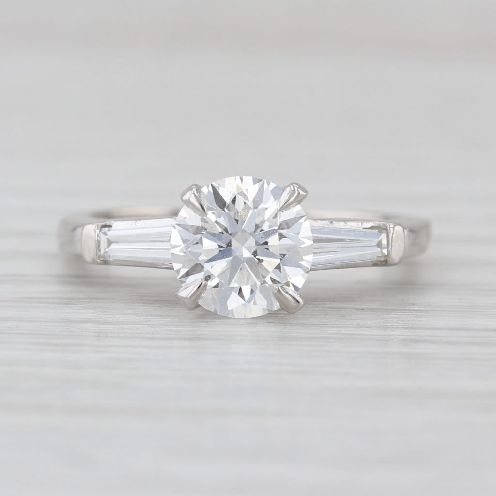 Vintage 1.64ctw IGI Round Lab Grown Diamond Engagement Ring Platinum Size 5.5