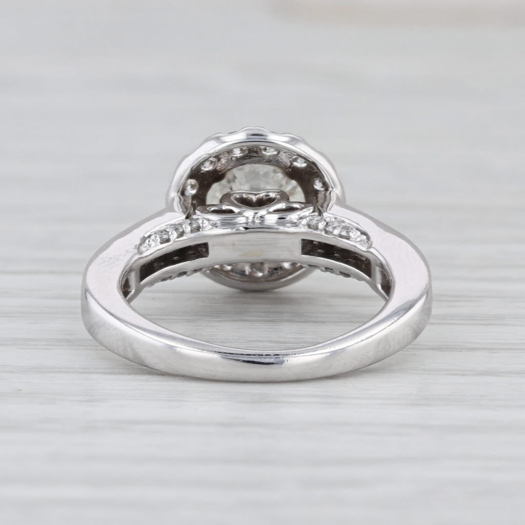 1.93ctw Round Diamond Halo Engagement Ring 14k White Gold Size 5 Cathedral Band