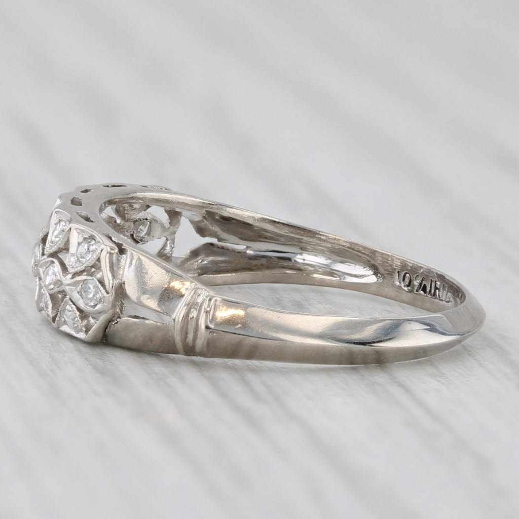 Light Gray 0.10ctw Diamond Openwork Ring 900 Platinum Size 5 Band Wedding Stackable