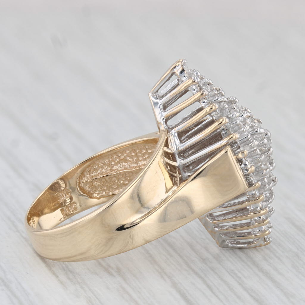 Gray 0.74ctw Diamond Cluster Ring 14k Yellow Gold Size 7.25 Cocktail