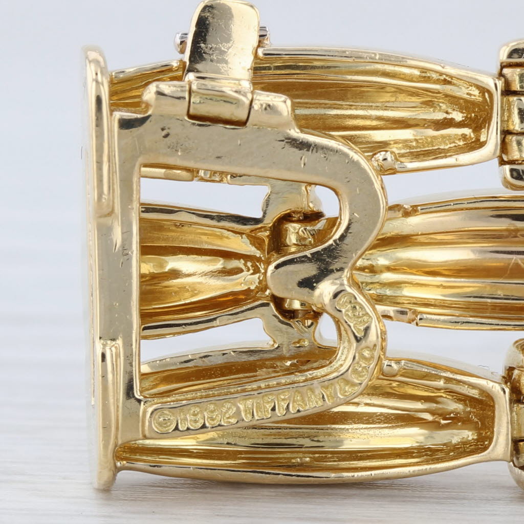 Vintage Tiffany 3-Row Bracelet 18k Yellow Gold w/ Box Magazine 7" 18mm