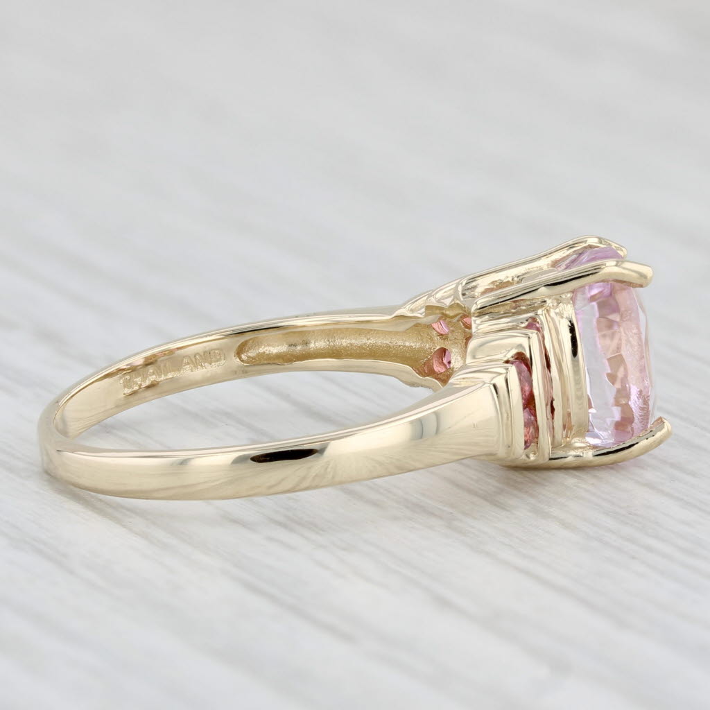 Light Gray 3.05ctw Pink Kunzite Tourmaline Ring 14k Yellow Gold Size 9