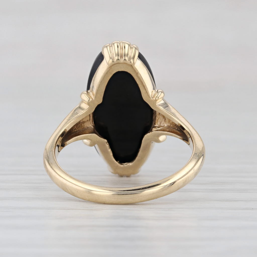 Oval Onyx Solitaire Signet Ring 10k Yellow Gold Size 6.5